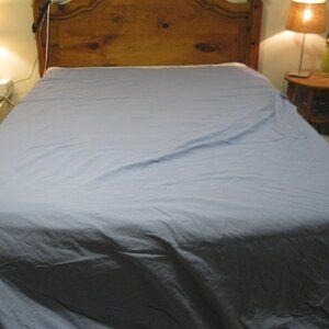 LL Bean Ultrasoft Comfort Flannel Cotton Flat Sheet - Bay Blue  - 2